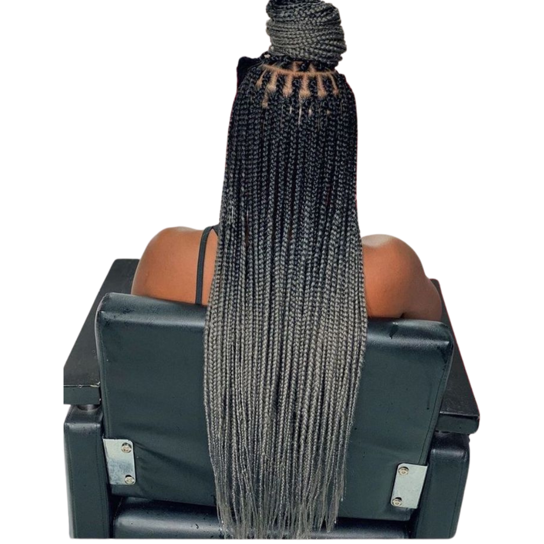 B35 Ombre Braid Dark Grey Ombre Braiding Hair Charcoal Gray Ombre Braid for Box Braids Cornrows Knotless Braids and Twists Hairstyles Two-Toned Ombre Braid with Colors Black and Dark Grey