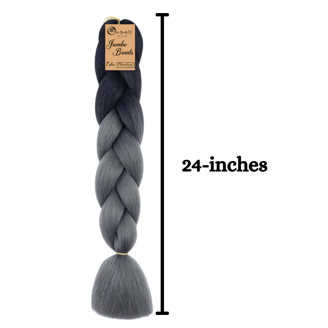 B35 Ombre Braid Dark Grey Ombre Braiding Hair Charcoal Gray Ombre Braid for Box Braids Cornrows Knotless Braids and Twists Hairstyles Two-Toned Ombre Braid with Colors Black and Dark Grey