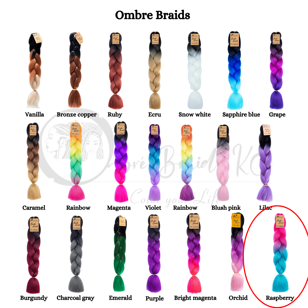B41 Ombre Braid Ombre Braiding Hair Raspberry Ombre Braid for Box Braids Cornrows Knotless Braids and Twists Hairstyles Two-Toned Ombre Braid with Colors Pink and Cyan Blue