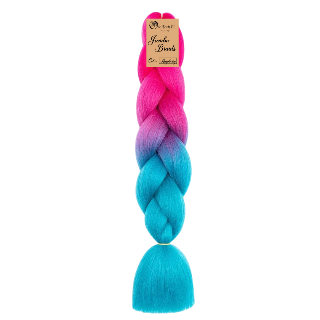 B41 Ombre Braid Ombre Braiding Hair Raspberry Ombre Braid for Box Braids Cornrows Knotless Braids and Twists Hairstyles Two-Toned Ombre Braid with Colors Pink and Cyan Blue