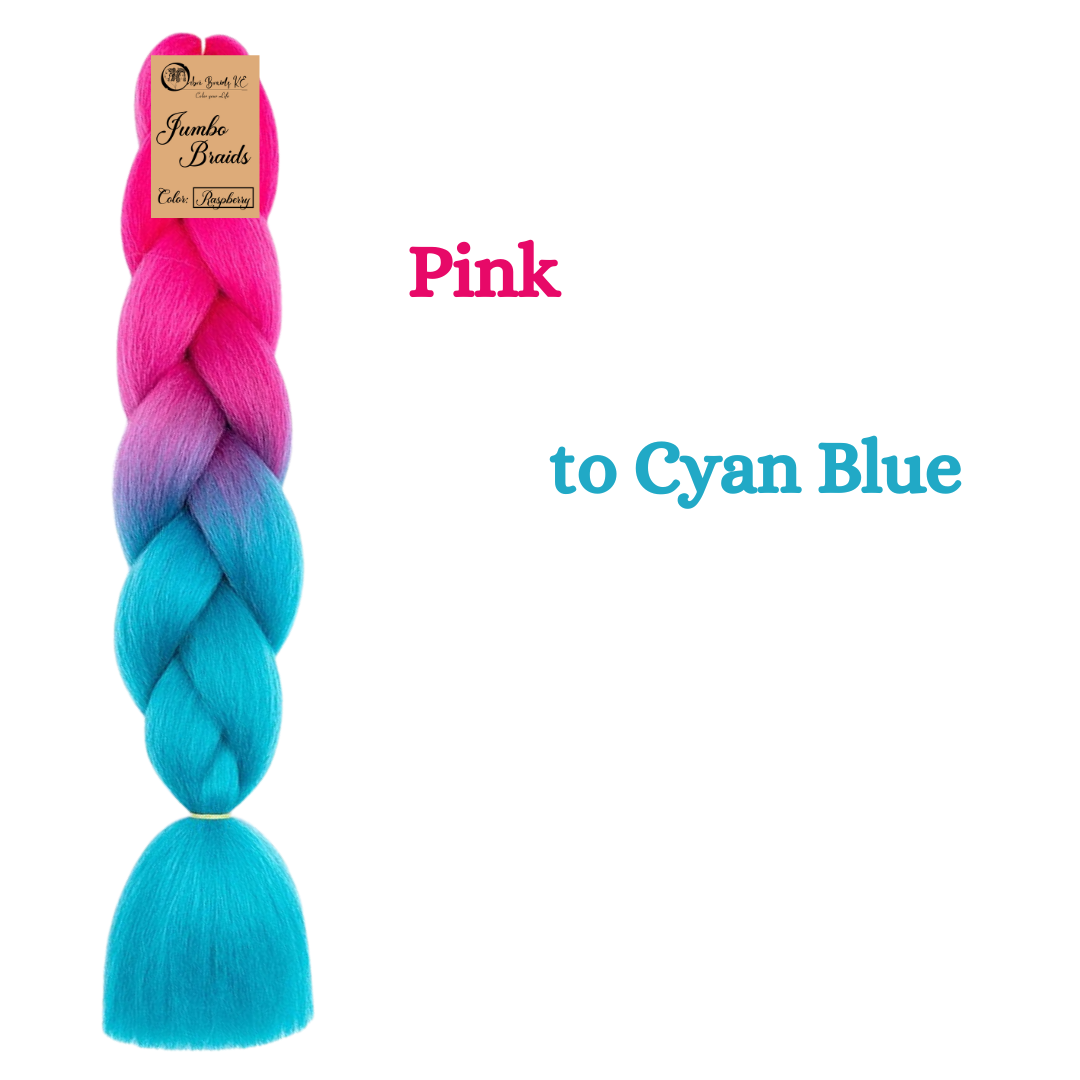 B41 Ombre Braid Ombre Braiding Hair Raspberry Ombre Braid for Box Braids Cornrows Knotless Braids and Twists Hairstyles Two-Toned Ombre Braid with Colors Pink and Cyan Blue