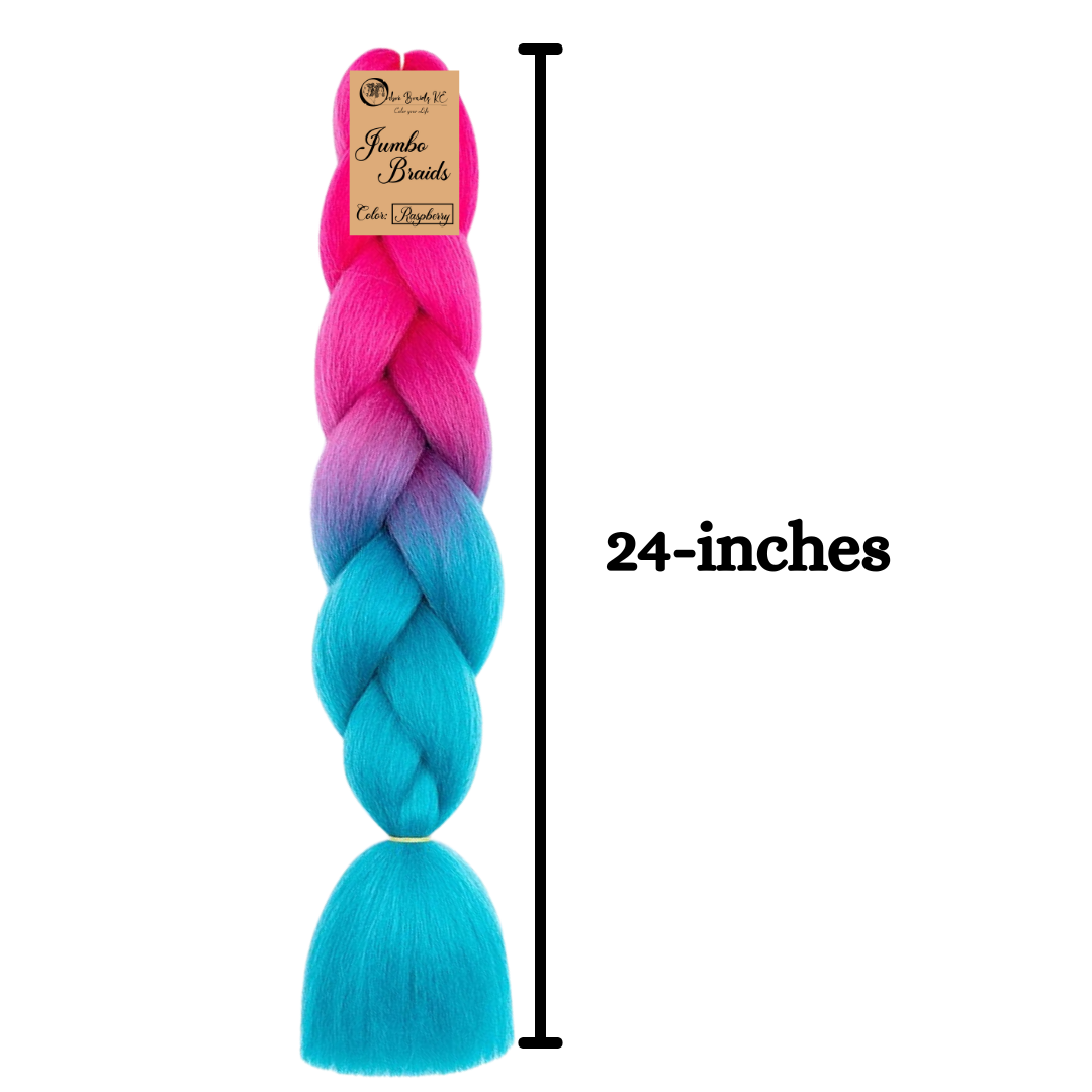 B41 Ombre Braid Ombre Braiding Hair Raspberry Ombre Braid for Box Braids Cornrows Knotless Braids and Twists Hairstyles Two-Toned Ombre Braid with Colors Pink and Cyan Blue