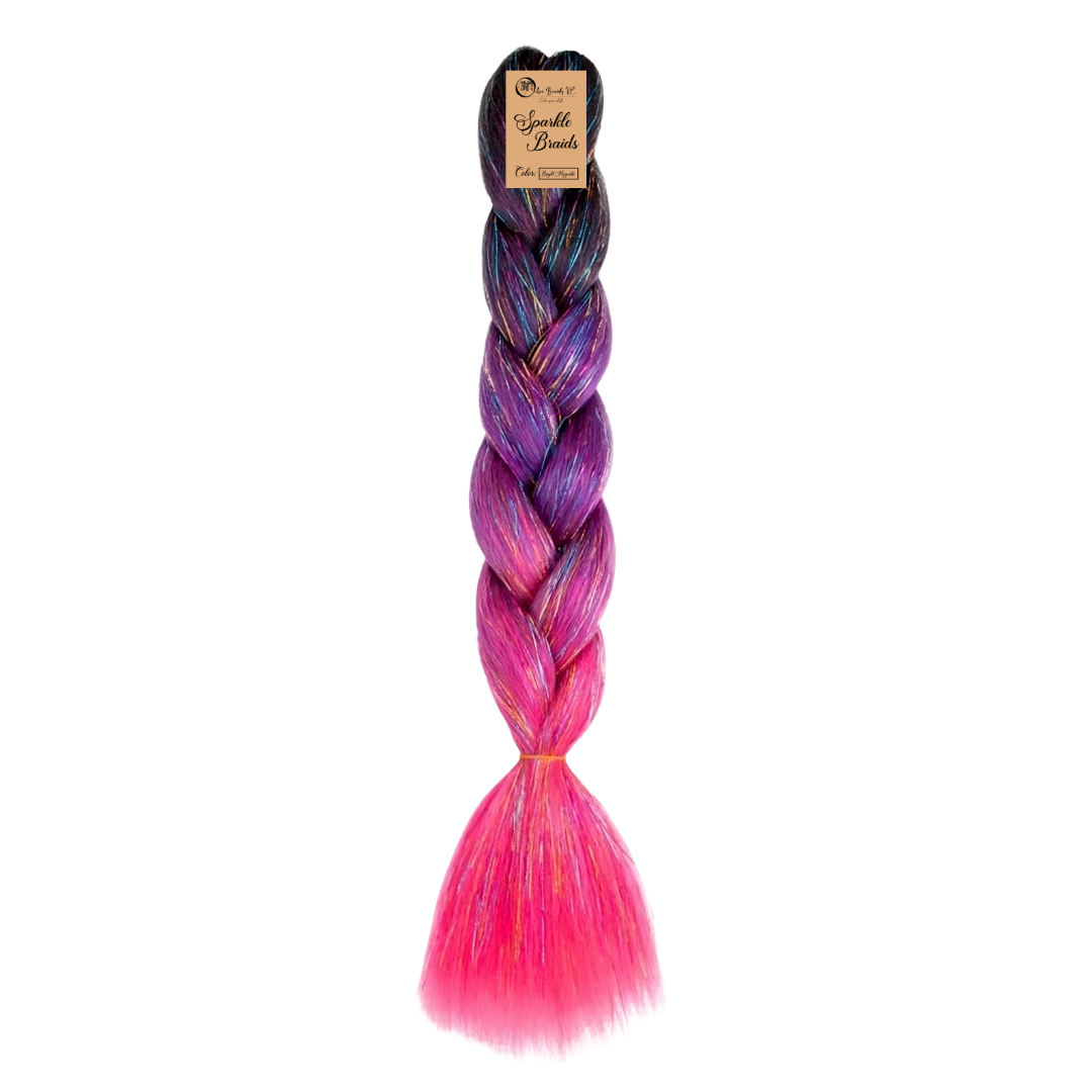 Sparkle Braids for Kids Glitter Ombre Braiding Hair Bright Magenta Sparkle Braid for Box Braids Cornrows Knotless Braids and Twists Hairstyles with Colors Black Light Purple and Neon Pink