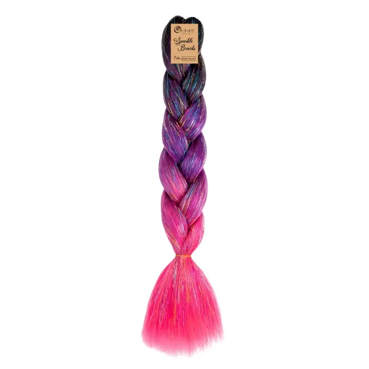Sparkle Braids for Kids Glitter Ombre Braiding Hair Bright Magenta Sparkle Braid for Box Braids Cornrows Knotless Braids and Twists Hairstyles with Colors Black Light Purple and Neon Pink