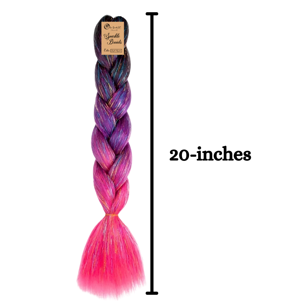 Sparkle Braids for Kids Glitter Ombre Braiding Hair Bright Magenta Sparkle Braid for Box Braids Cornrows Knotless Braids and Twists Hairstyles with Colors Black Light Purple and Neon Pink