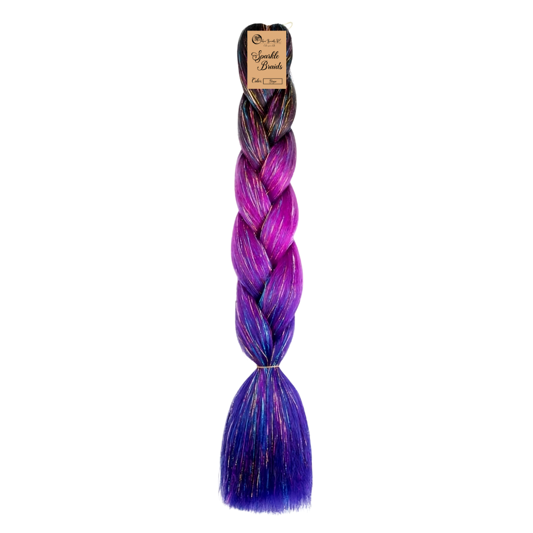 Sparkle Braids for Kids Glitter Ombre Braiding Hair Grape Sparkle Braid for Box Braids Cornrows Knotless Braids and Twists Hairstyles with Colors Black Light Purple and Blue