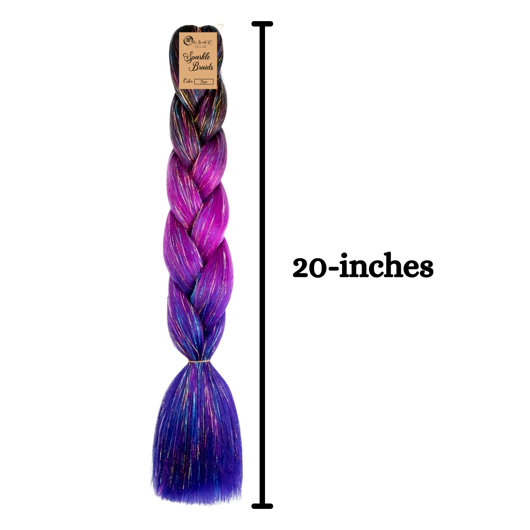 Sparkle Braids for Kids Glitter Ombre Braiding Hair Grape Sparkle Braid for Box Braids Cornrows Knotless Braids and Twists Hairstyles with Colors Black Light Purple and Blue