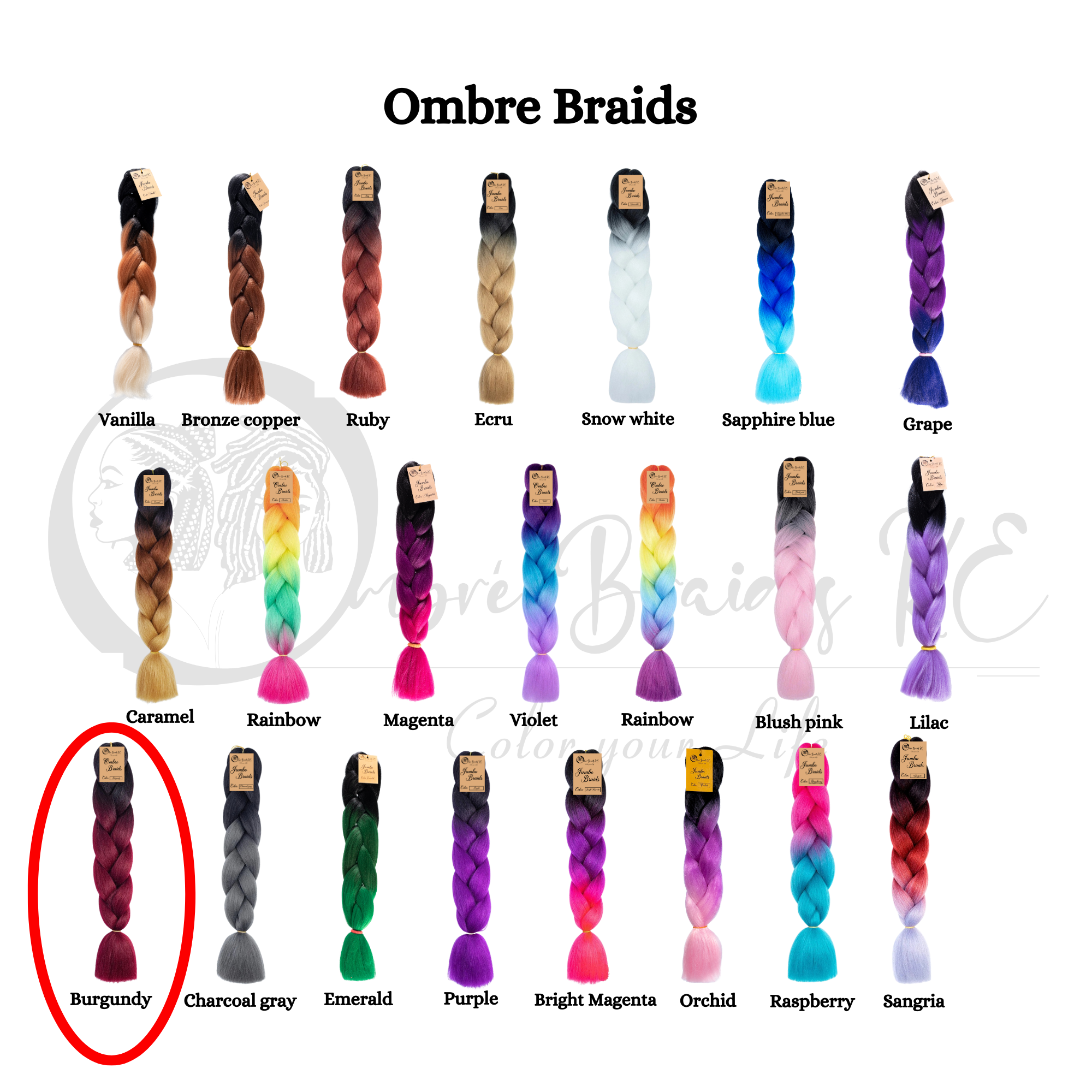 B8 Ombre Braid Burgundy Ombre Braiding Hair Burgundy Ombre Braid for Box Braids Cornrows Knotless Braids and Twists Hairstyles Two-Toned Ombre Braid with Colors Black and Burgundy