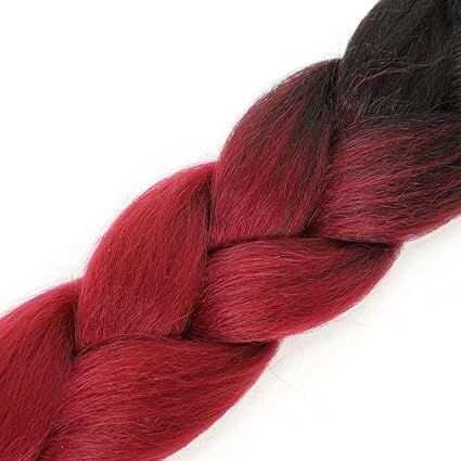 B8 Ombre Braid Burgundy Ombre Braiding Hair Burgundy Ombre Braid for Box Braids Cornrows Knotless Braids and Twists Hairstyles Two-Toned Ombre Braid with Colors Black and Burgundy