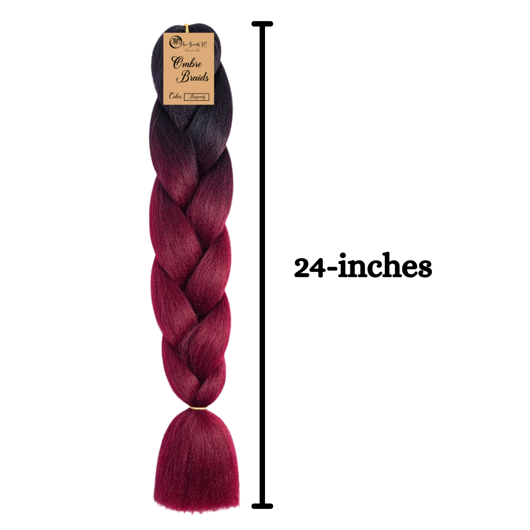 B8 Ombre Braid Burgundy Ombre Braiding Hair Burgundy Ombre Braid for Box Braids Cornrows Knotless Braids and Twists Hairstyles Two-Toned Ombre Braid with Colors Black and Burgundy