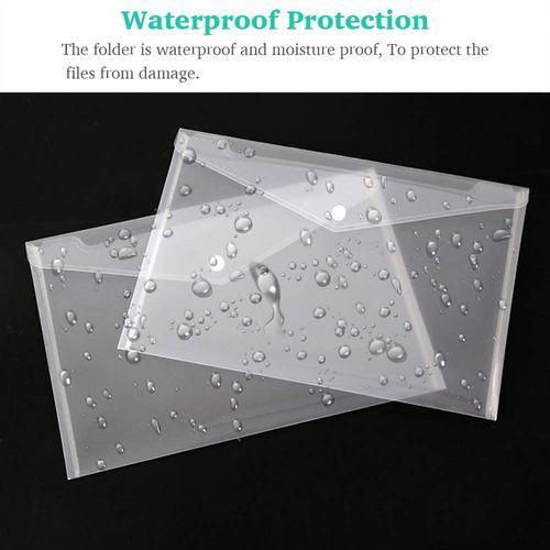 Clear A4 Document Holder Snap Button File Folder, Waterproof Plastic Envelope for Office filling & School documents Plastic Poly Envelopes, A4 Folder Clear File Bags