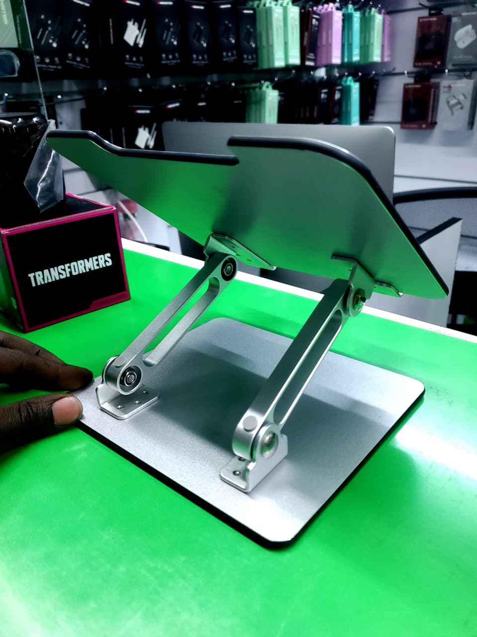 New Arrival! Upgraded TRANSFORMERS Sleek, Foldable & Ergonomic Aluminum Stand; Universal Holder for Tablets, Laptops & Phones