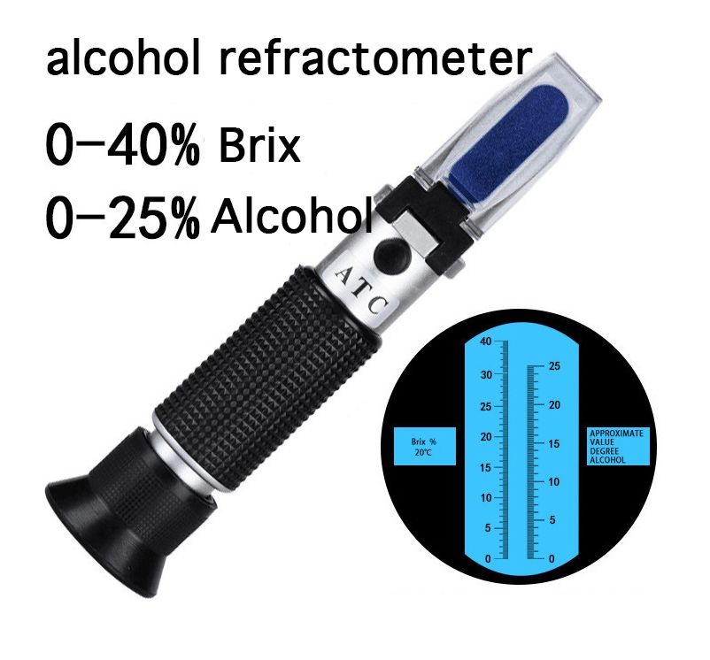Handheld alcohol refractometer sugar Brix 0-40% alcohol 0-25% alcoholometer sugar meter refratometro with retail box 40 %off