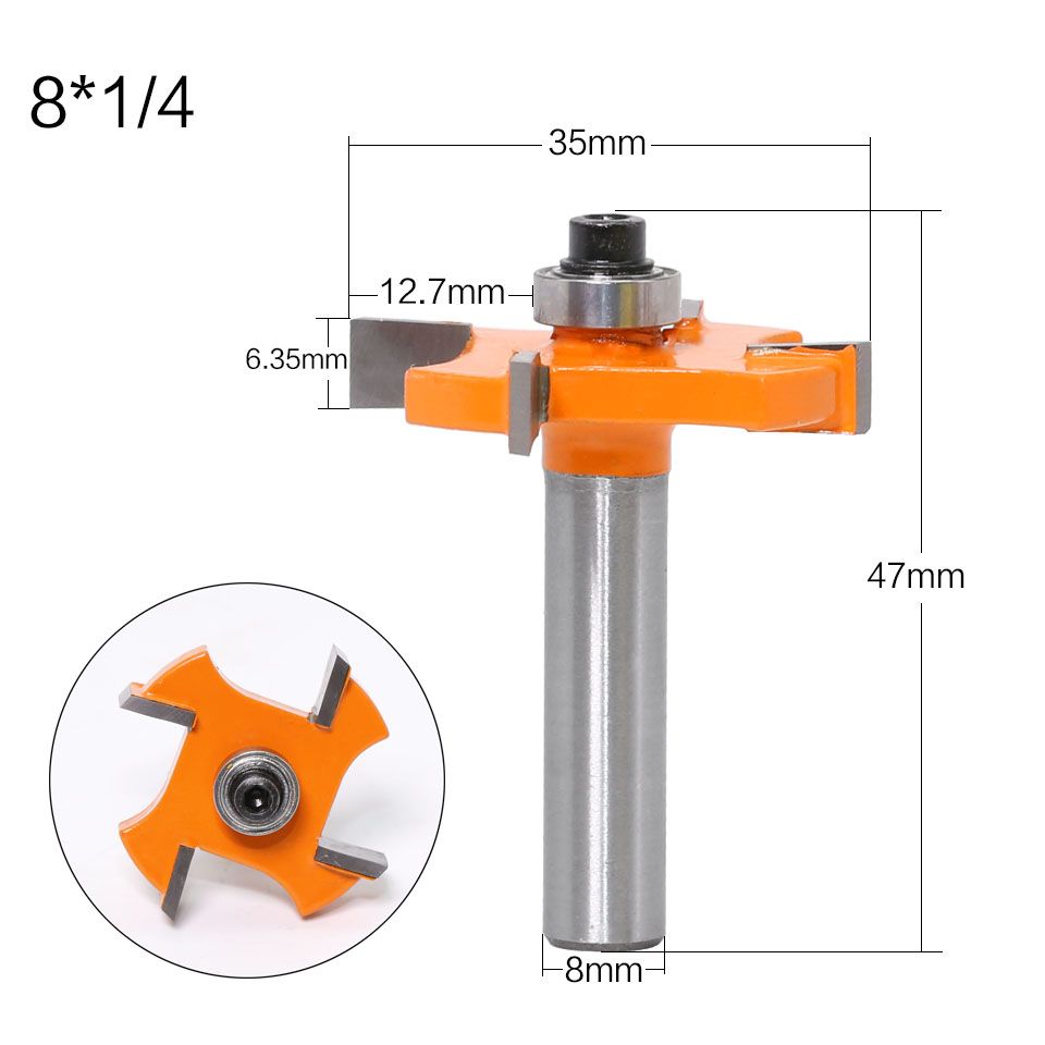 8mmShank T type bearings wood milling cutter Industrial Grade Rabbeting Bit woodworking tool router bits for wood