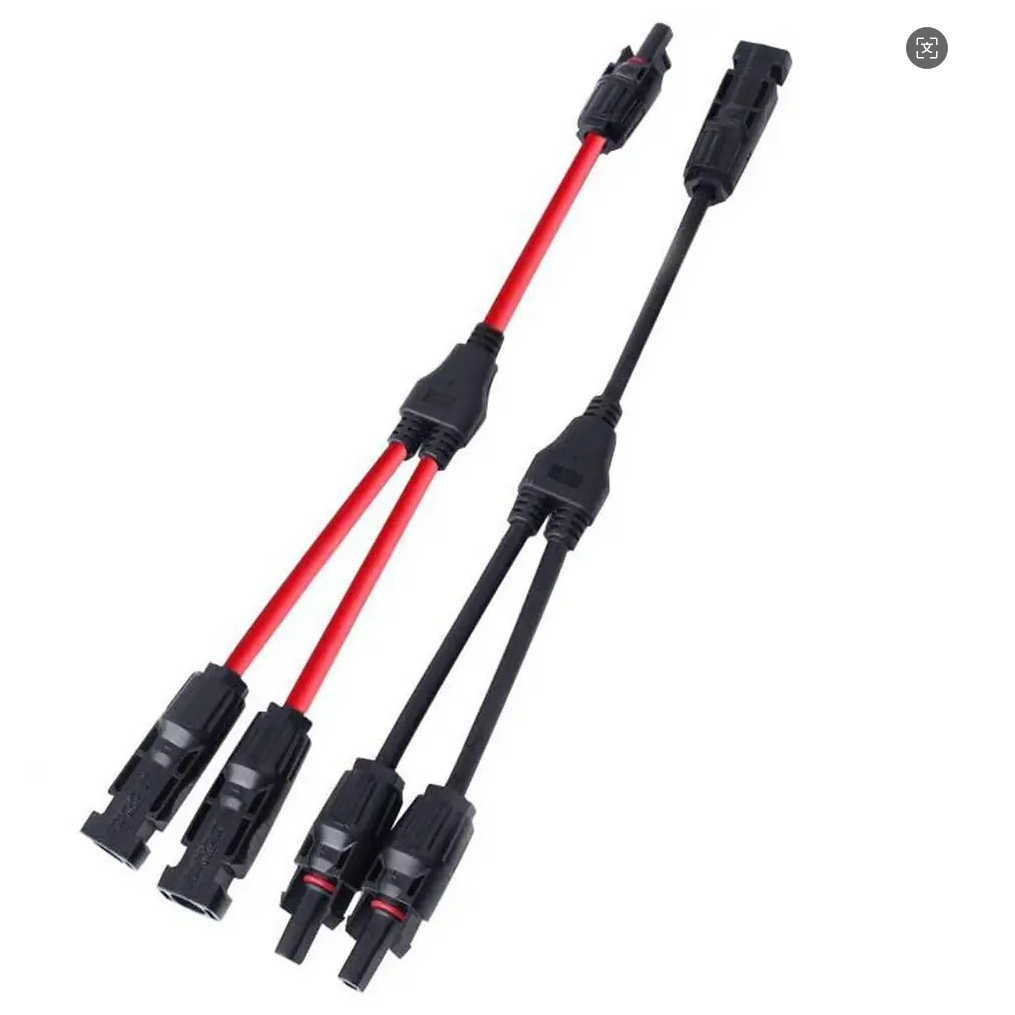 Tool-free Solar Panel Connectors MC4 1 to 2 Splitter Y Branch Adapter Heat Resistant Y-shape Solar Cable Parallel Adaptor