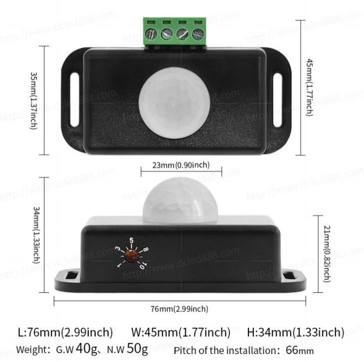 DC 12V 24V 8A Automatic Adjustable PIR Motion Sensor Switch IR Infrared Detector Light Switch Module for LED Strip Light Lamp