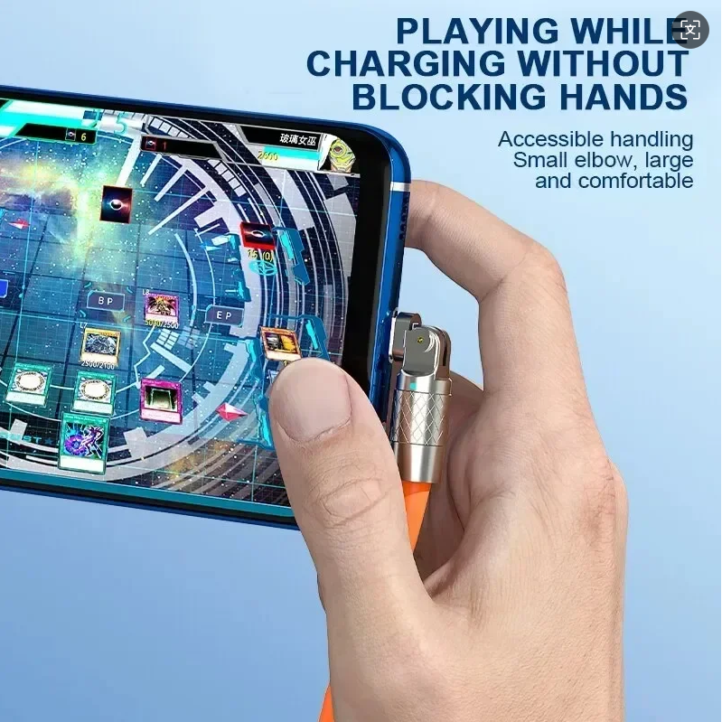 120W 7A Fast Charge USB Type C Cable 180 Degree Rotation Elbow Cable for Game for Xiaomi Redmi Honor Phone Charger USB C Cable