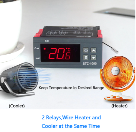 Digital Temperature Controller Thermostat Thermoregulator incubator Relay LED 10A Heating Cooling STC 1000 STC1000 12v 24v