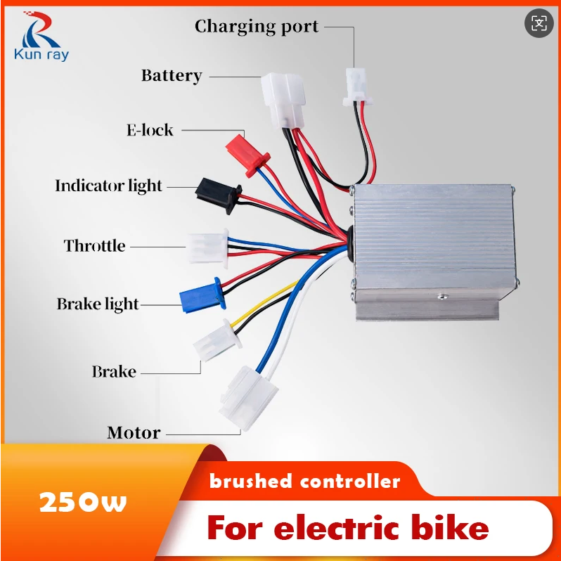 Brushed Controller 24v 250w Speed Controller for DC Brush Motor Electric Bike Controller Electric Bicycle Parts LB27