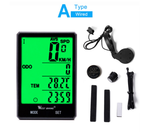 WEST BIKING Cycling Speedometer 2.8'' Large Screen Waterproof 20 Functions Wireless and Wired Bike Odometer Bicycle