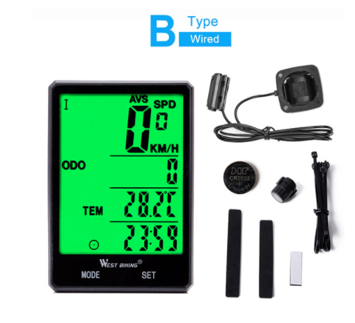 WEST BIKING Cycling Speedometer 2.8'' Large Screen Waterproof 20 Functions Wireless and Wired Bike Odometer Bicycle