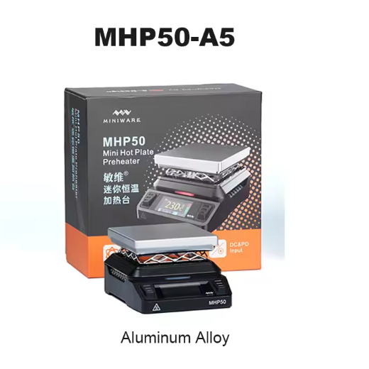 MINIWARE MHP50 Mini Hot Plate Preheater 50*50mm Heating Area Constant Temperature Heating Table 350 Intelligent Heating Tool