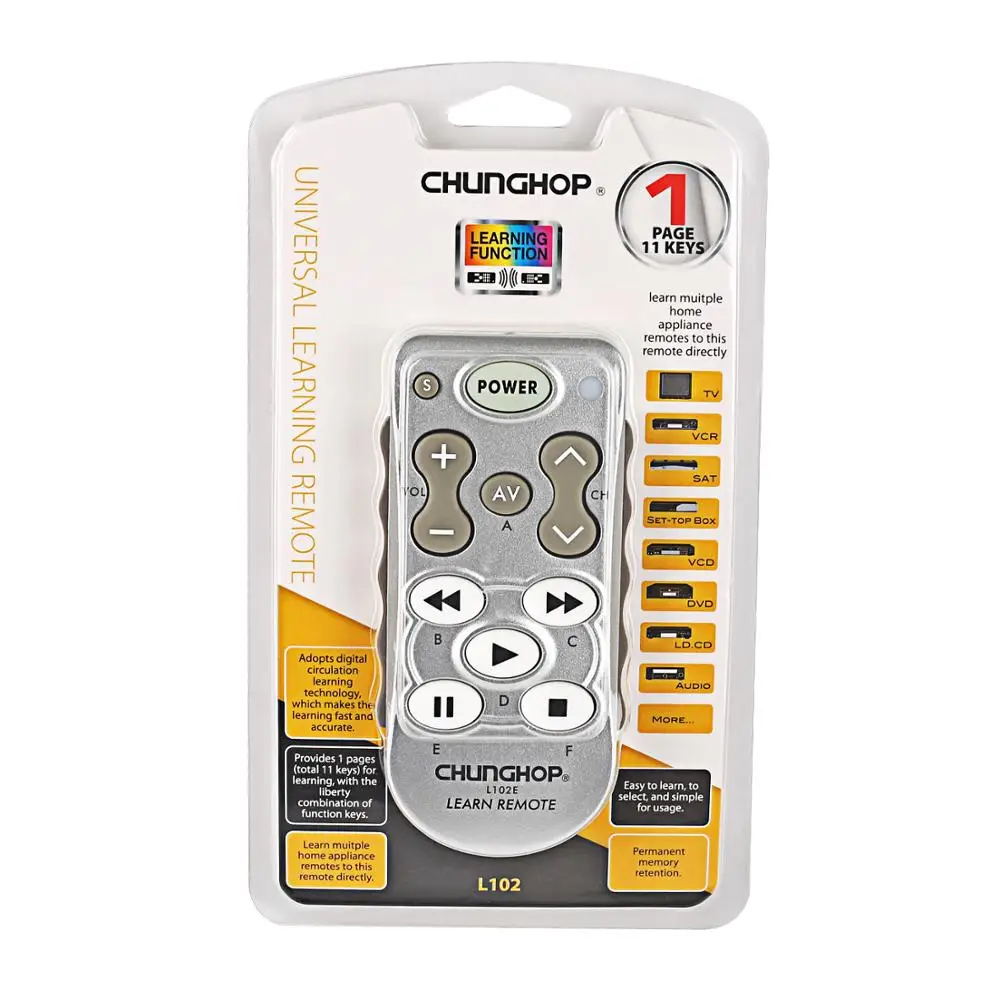 L102E Universal 11 Key IR Learning Remote Control Use for TV/SAT/DVD/CBL/CD/DVB-T Use for Samsung Sony Philips Copy Function