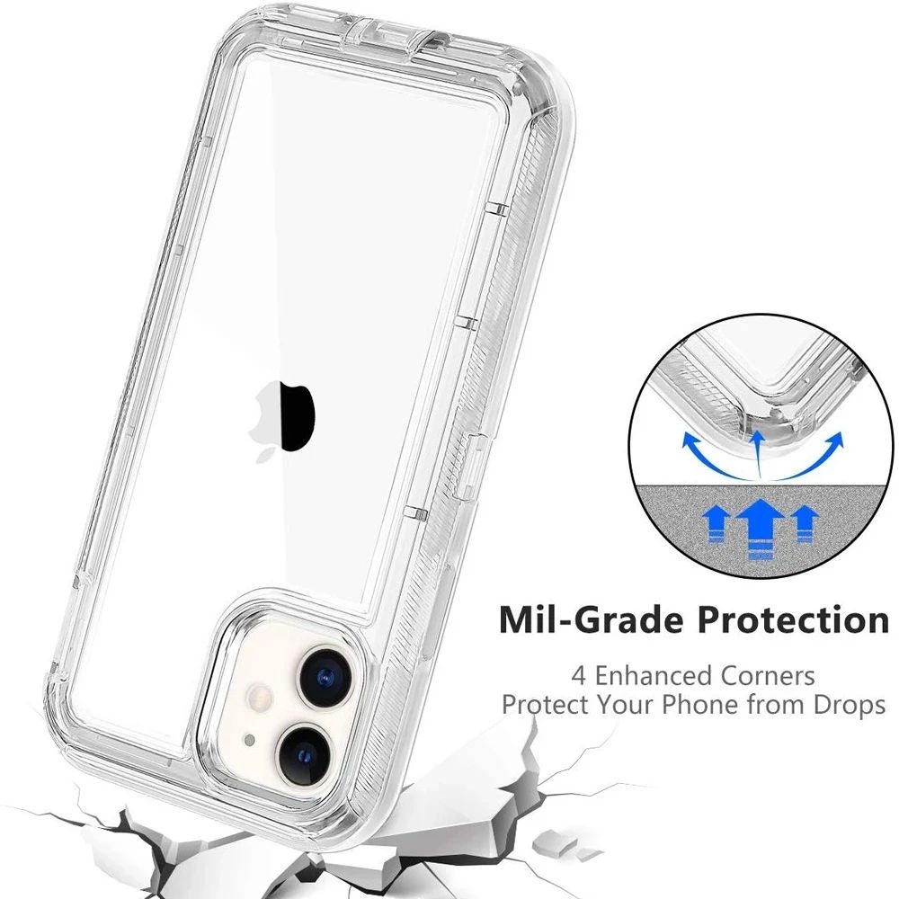 Military Level Heavy Duty Hard  3IN1 Transparent Shockproof  For iPhone 17 17pro  17air 17promax 14 13 11 15 16 Pro Max  Case
iphone12 12pro 12promax 11 11pro 11promax XS Xsmax XR