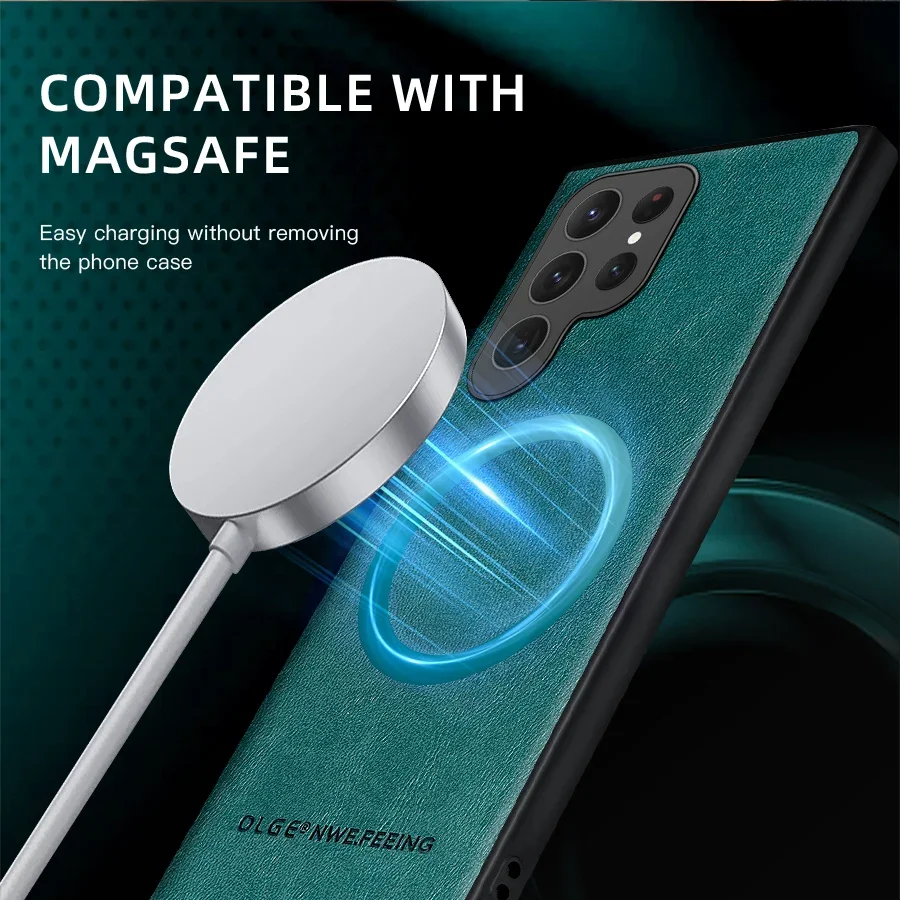 Magnetic Leather Case for Samsung Galaxy S25 S24 Ultra S20 S21 S23 S22 Note 20 Plus S25Ultra Car Wireless Charge Magsafe Cover A36 A54 A52 A71 A51 A55 A26 A16