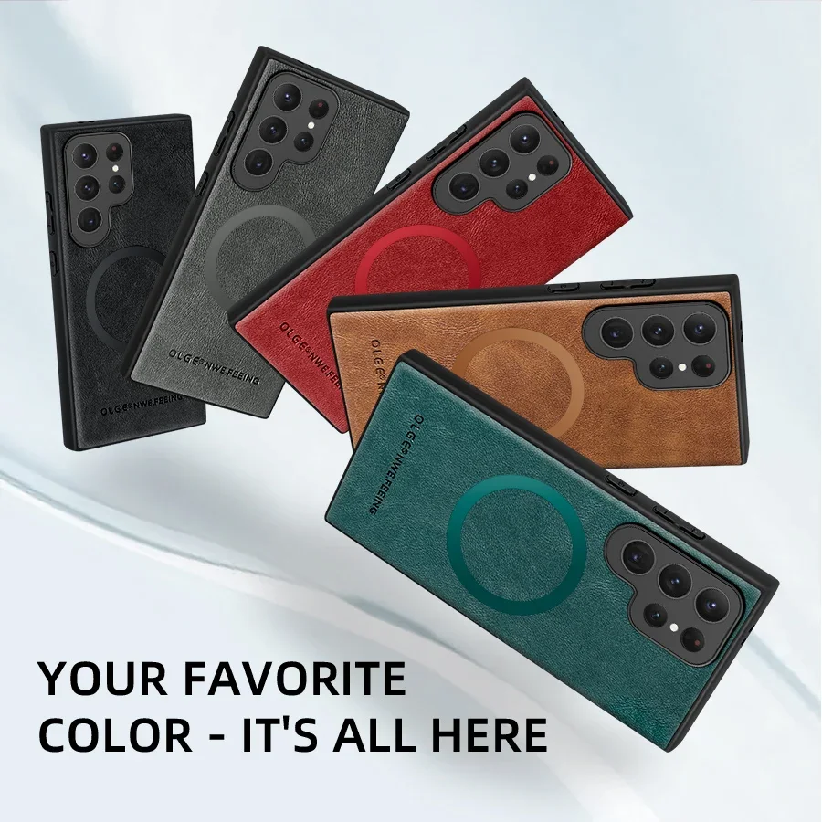 Magnetic Leather Case for Samsung Galaxy S25 S24 Ultra S20 S21 S23 S22 Note 20 Plus S25Ultra Car Wireless Charge Magsafe Cover A36 A54 A52 A71 A51 A55 A26 A16