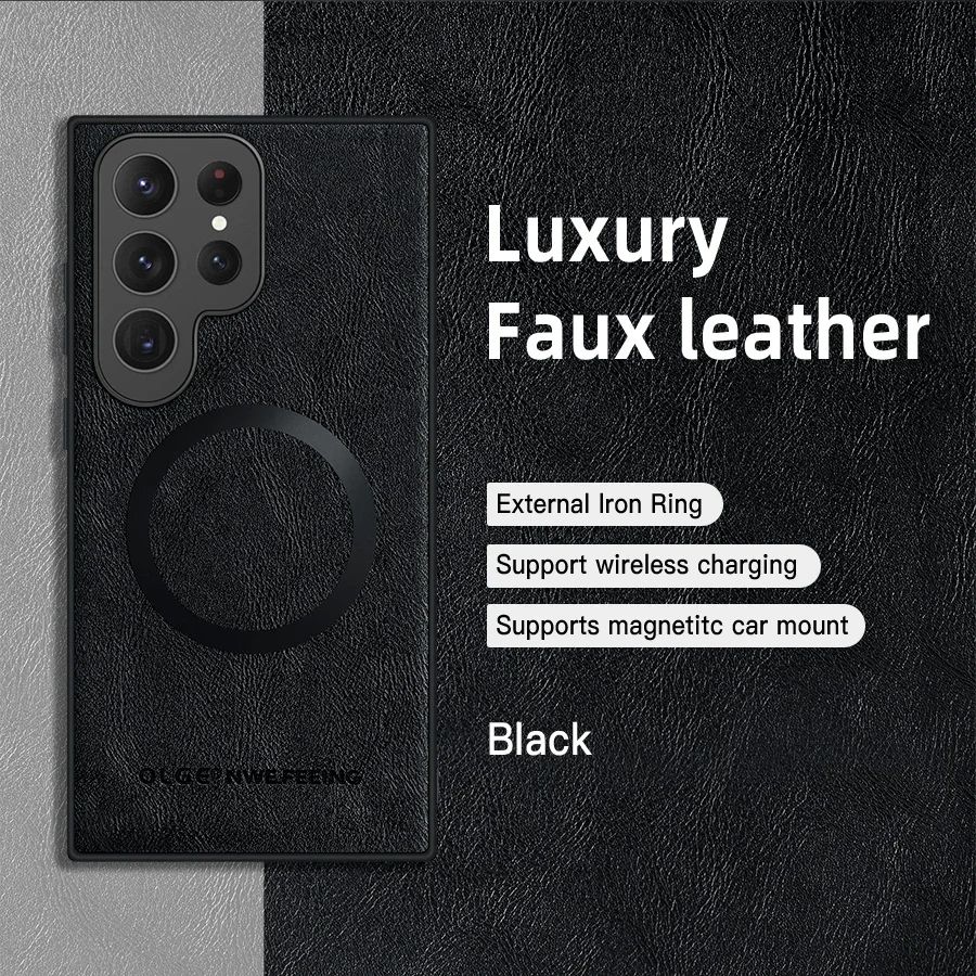 Magnetic Leather Case for Samsung Galaxy S25 S24 Ultra S20 S21 S23 S22 Note 20 Plus S25Ultra Car Wireless Charge Magsafe Cover A36 A54 A52 A71 A51 A55 A26 A16