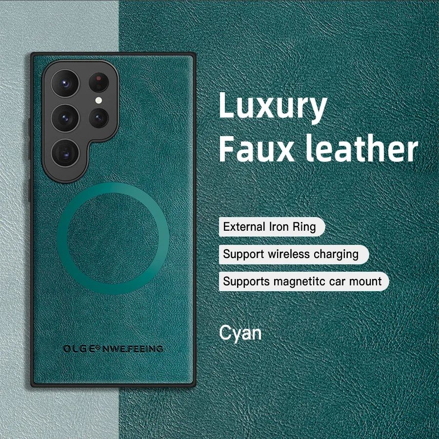 Magnetic Leather Case for Samsung Galaxy S25 S24 Ultra S20 S21 S23 S22 Note 20 Plus S25Ultra Car Wireless Charge Magsafe Cover A36 A54 A52 A71 A51 A55 A26 A16