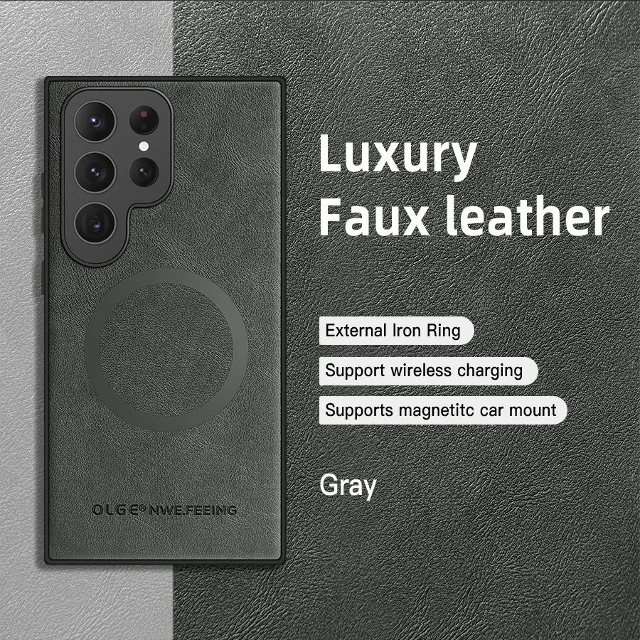 Magnetic Leather Case for Samsung Galaxy S25 S24 Ultra S20 S21 S23 S22 Note 20 Plus S25Ultra Car Wireless Charge Magsafe Cover A36 A54 A52 A71 A51 A55 A26 A16