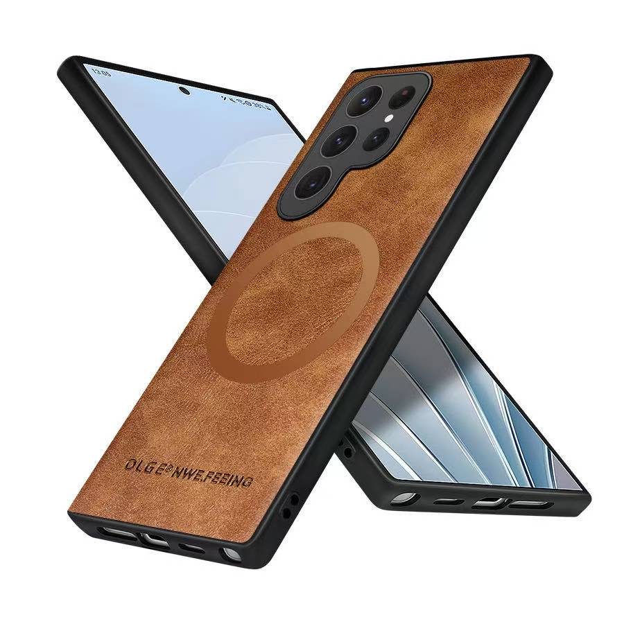 Magnetic Leather Case for Samsung Galaxy S25 S24 Ultra S20 S21 S23 S22 Note 20 Plus S25Ultra Car Wireless Charge Magsafe Cover A36 A54 A52 A71 A51 A55 A26 A16