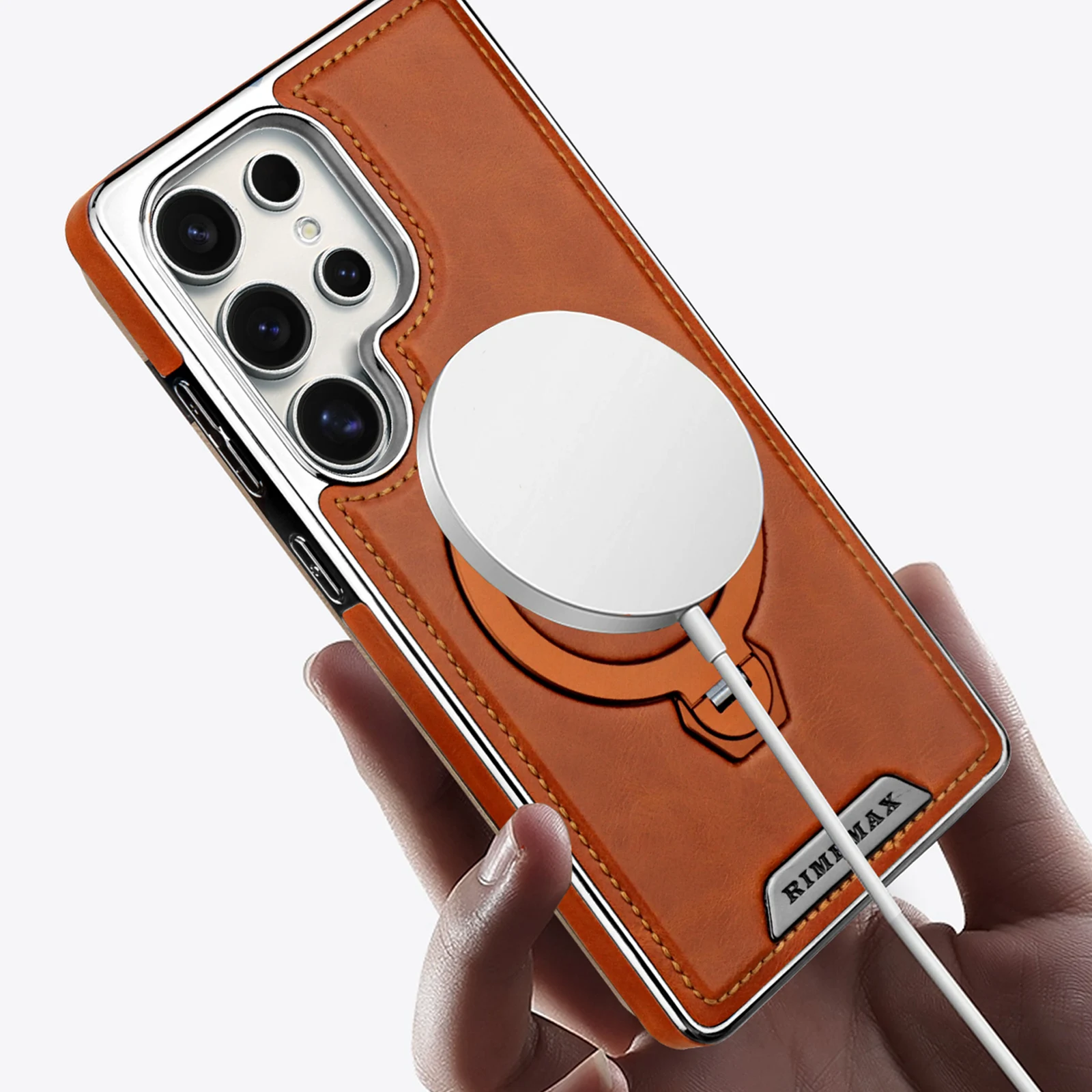 360  Rotating Bracket Leather Case,For Iphone 17 17pro 17air 17promax 16 16pro 15 Wireless Charging Phone Protective Back Cover 15pro 15plus 15promax 14 14pro 14plus 14promax 13 13pro 13prmax 12 12pro