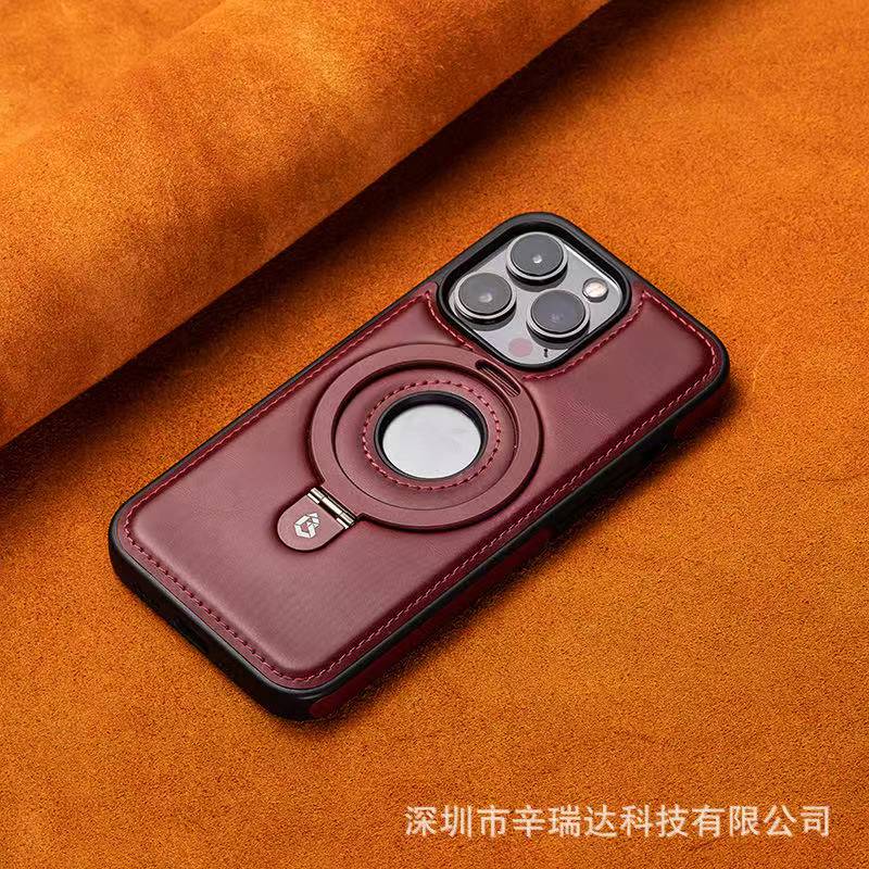 Luxury Magnetic Bracket PU Leather Phone Case, For Iphone 16 16e 16pro 16promax 15 14 13 12 12pro Magsafe Wireless Charging Case