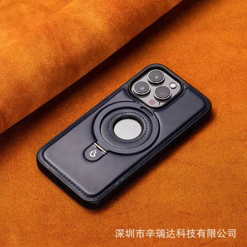 Luxury Magnetic Bracket PU Leather Phone Case, For Iphone 16 16e 16pro 16promax 15 14 13 12 12pro Magsafe Wireless Charging Case