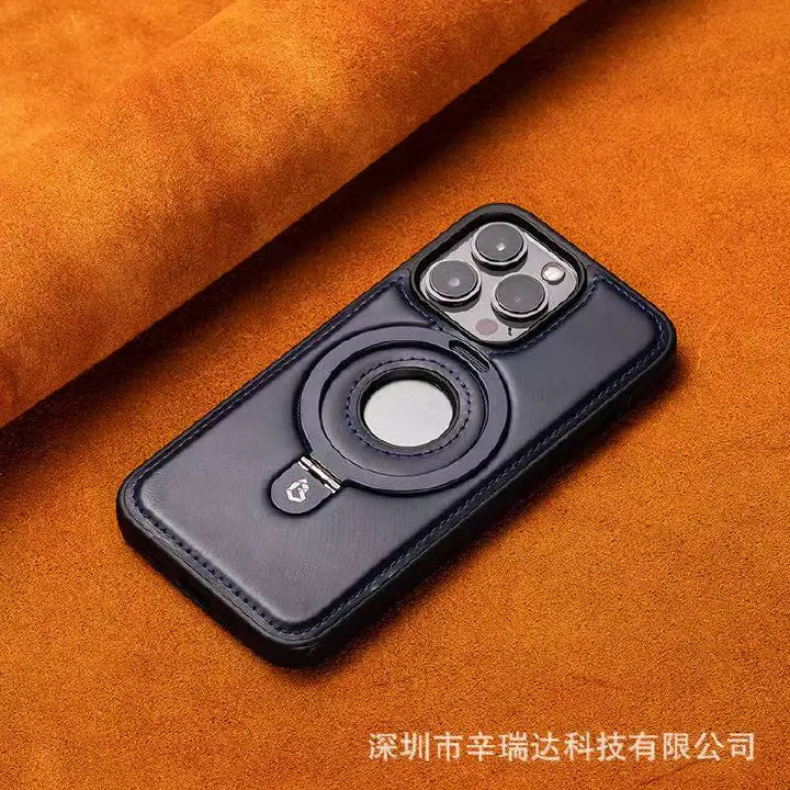 Luxury Magnetic Bracket PU Leather Phone Case, For Iphone 16 16e 16pro 16promax 15 14 13 12 12pro Magsafe Wireless Charging Case