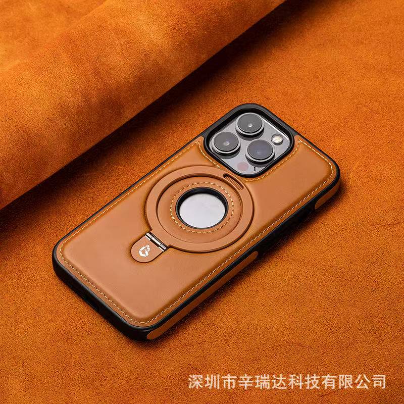 Luxury Magnetic Bracket PU Leather Phone Case, For Iphone 16 16e 16pro 16promax 15 14 13 12 12pro Magsafe Wireless Charging Case