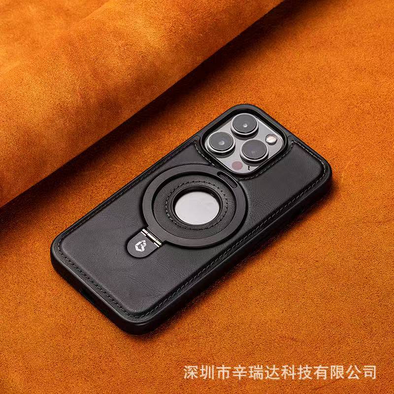 Luxury Magnetic Bracket PU Leather Phone Case, For Iphone 16 16e 16pro 16promax 15 14 13 12 12pro Magsafe Wireless Charging Case