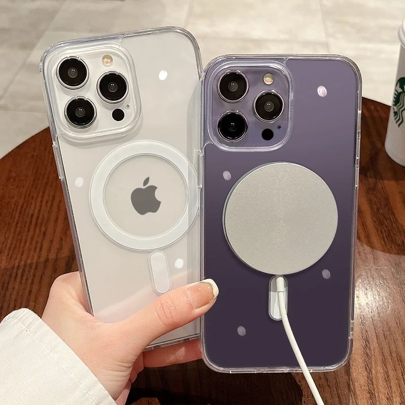 Luxury Wireless Charging Magsafe Case For iPhone 17 17pro 17promax 17air 15 14 13 12 11 16 Pro Max X XR XS Max Mini Magnetic Clear Cover