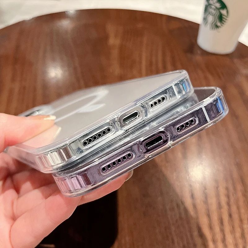 Luxury Wireless Charging Magsafe Case For iPhone 17 17pro 17promax 17air 15 14 13 12 11 16 Pro Max X XR XS Max Mini Magnetic Clear Cover