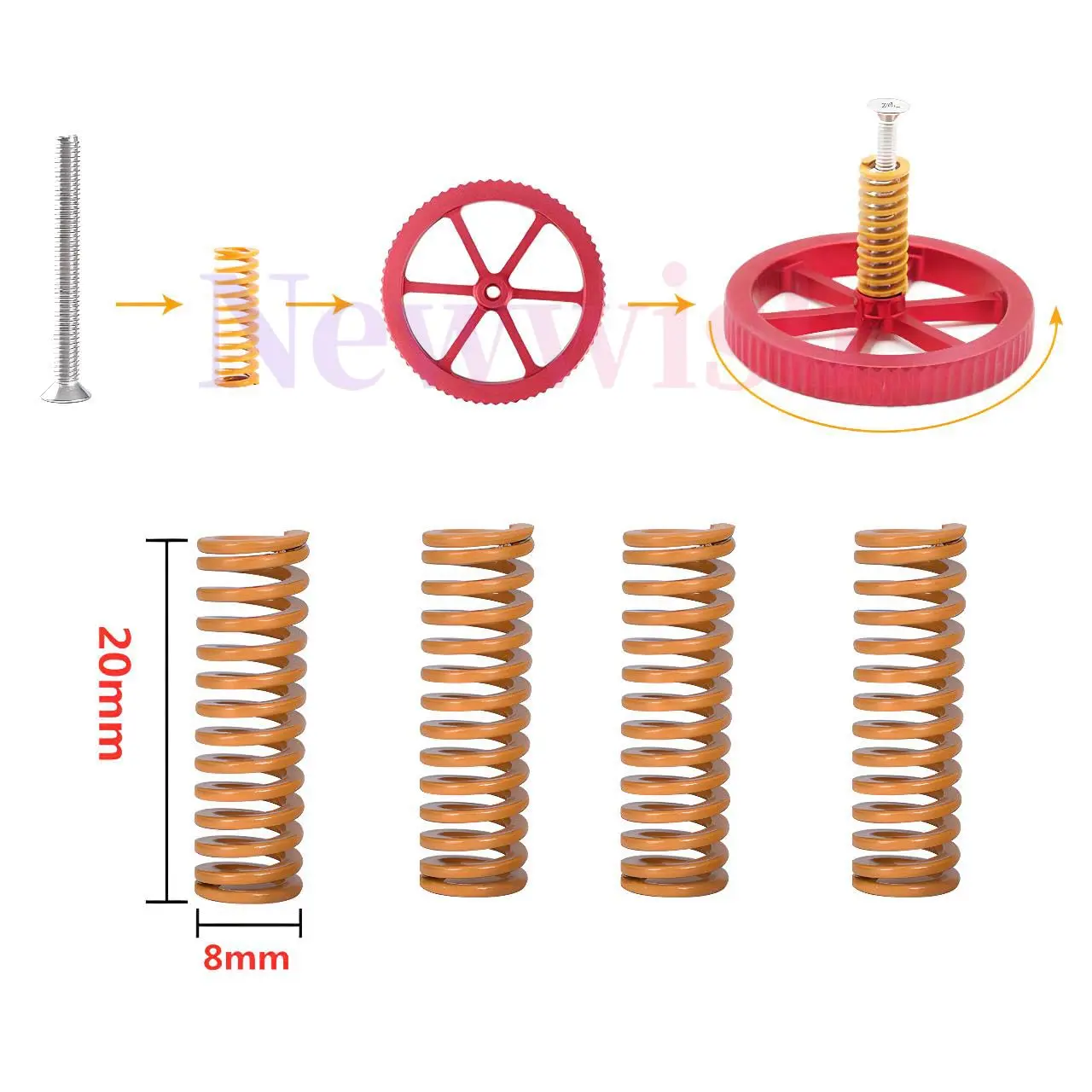 Creality Ender 3 Springs Upgrade Kit,Hot Bed Leveling Kit for Ender 3/V2/Pro/Ender 3 S1/Pro/Plus/Ender 3 Neo/Max Neo 3D Printer.