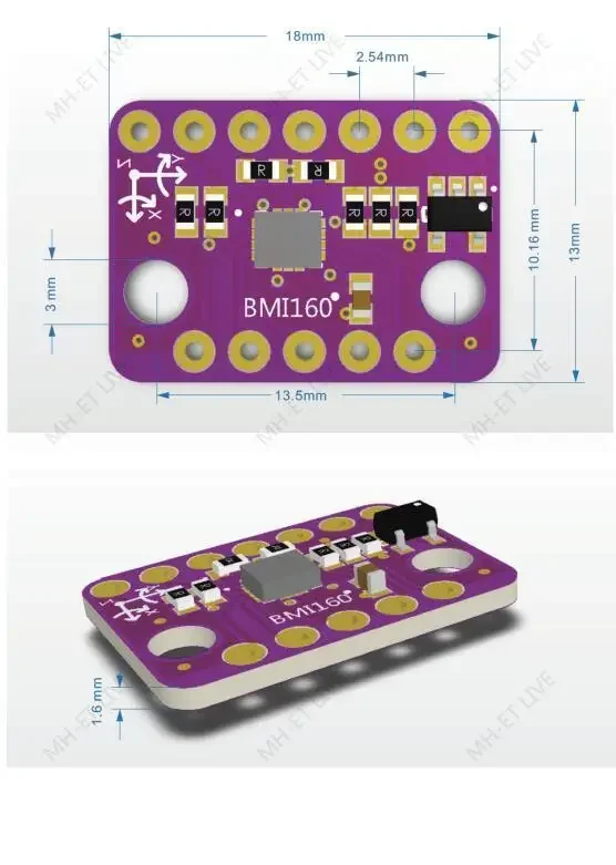 Estardyn BMI160 GY-BMI160 6DOF 6-Axis Rate Gyro Gravity Accelerometer Sensor Module IIC I2C SPI Communication Protocol 3-5V