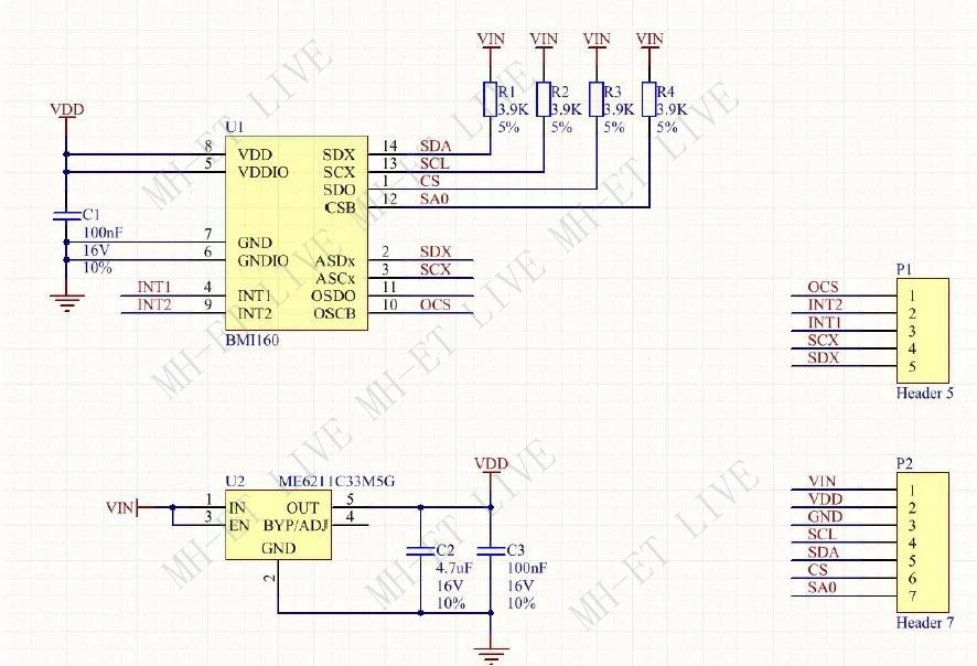 Estardyn BMI160 GY-BMI160 6DOF 6-Axis Rate Gyro Gravity Accelerometer Sensor Module IIC I2C SPI Communication Protocol 3-5V
