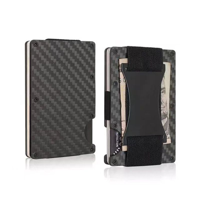 Business Card Holder Minimalist Credit Cardholder Carbon Fiber RFID Blocking Wallet Money Clip Case Men Slim Metal Wallet