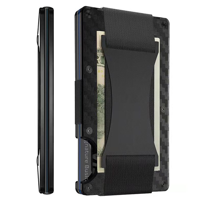 Business Card Holder Minimalist Credit Cardholder Carbon Fiber RFID Blocking Wallet Money Clip Case Men Slim Metal Wallet
