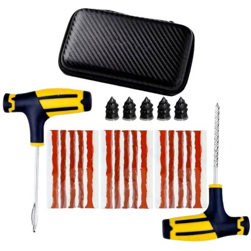 New Car Tire Repair Tool Kit Studding Tool Auto Bike Puncture Plug Garage Needle Nose Pliers Vacuum Film Nail EVA Storage Case