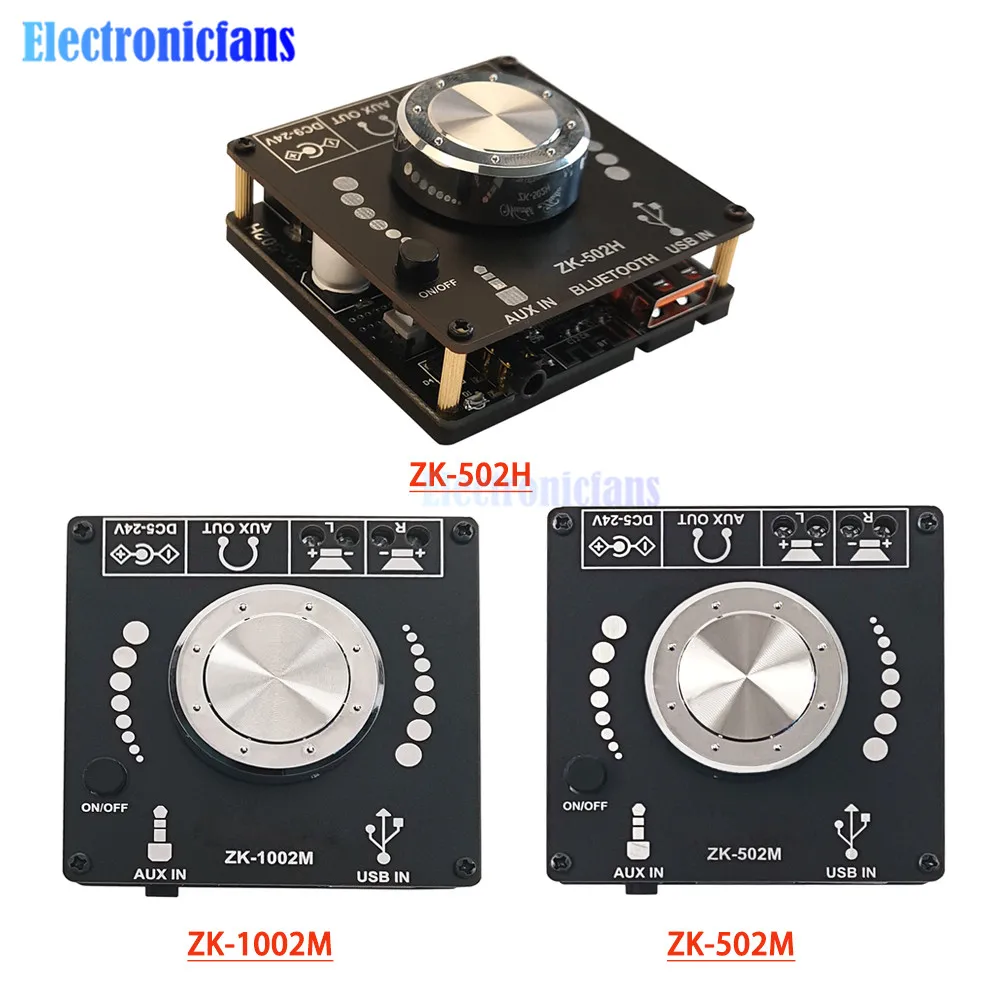 ZK-502H ZK-502M ZK-1002M 50WX2 100WX2 Mini 2.0 Stereo Bluetooth 5.0 Digital Power Amplifier Board Audio AMP Amplificador Module