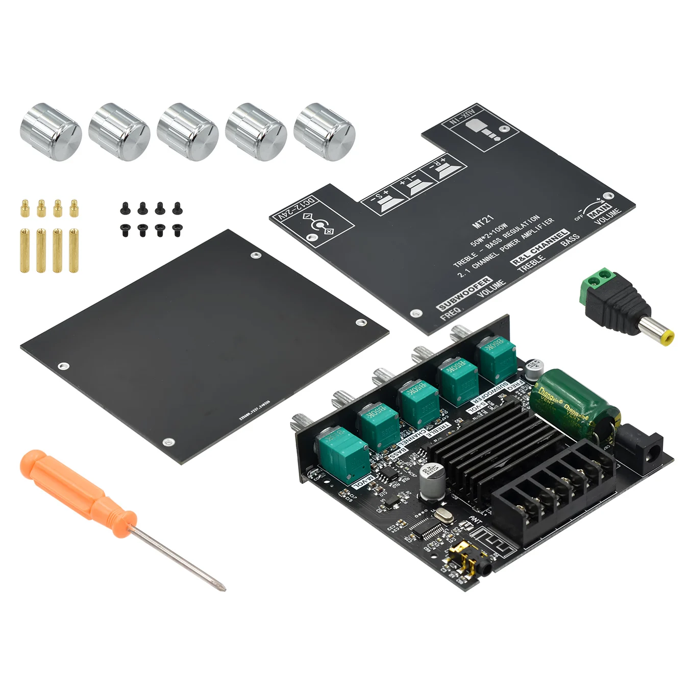 ZK-MT21 Digital Power Amplifier Board 2x50W+100W 2.1 Channel Subwoofer AUX 12V 24V Audio Stereo Bluetooth 5.0 Bass Amplifier